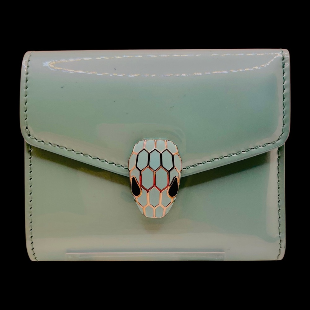 BVLGARI Serpenti Mint Green Patent Leather Wallet - Picture 12 of 12